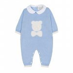 Light blue thread babygro with collar_7493