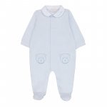 Lightblue Front Opening Babygrow With Collar
 (01 MESE)