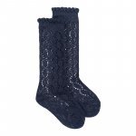 Long blue perforated socks_7891