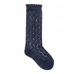 Long blue perforated socks_7892