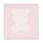 Pink knitted blanket with bear_7525