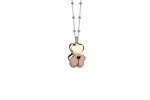 Pink silver colored bell teddy bear pendant_5973