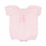Pink Striped Romper with Writing_5168