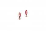 Red Polish Circle Earrings with Star
 (Colore: ARGENTO - Taglia: UNICA)
