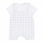 Romper with Light Blue Checked Overalls_4557