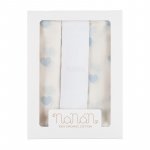 Set 3 pz mussola all over cuori 80x80 cm azzurro_11183