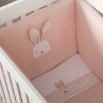 Set Bettbezug und Stoßstange mit rosa Hasen_3151