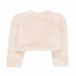 Short Fur Coat Cream with Bow_1708
