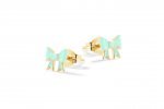 Silver Blue Bow Earrings_9301