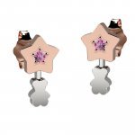 Star sparkling earrings with bear
 (Colore: ARGENTO - Taglia: UNICA)