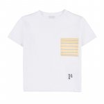 T-shirt con Taschino a Righe Gialla_4600