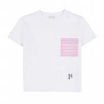 T-shirt with Pink Striped Pocket_4602