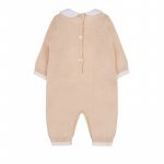 Tutina en fil beige avec col en fourrure_8595