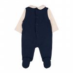 Two-tone babygro with striped bow tie_12404
