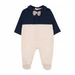 Two-tone babygro with striped bow tie_12401