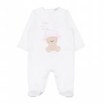 White Babygro with Teddy_4831