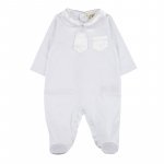 White babygro with tie and pocket
 (01 MESE)