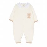 White knitted front opening babygro with collar
 (01 MESE)