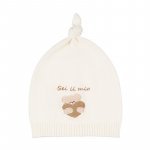 White Knitted Hat with Knot_4309