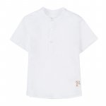 White Korean Shirt with Short Sleeves_4539