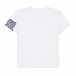 White T-Shirt with Light Blue Button_5287