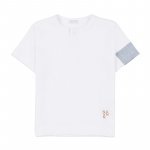 White T-Shirt with Light Blue Button_5322